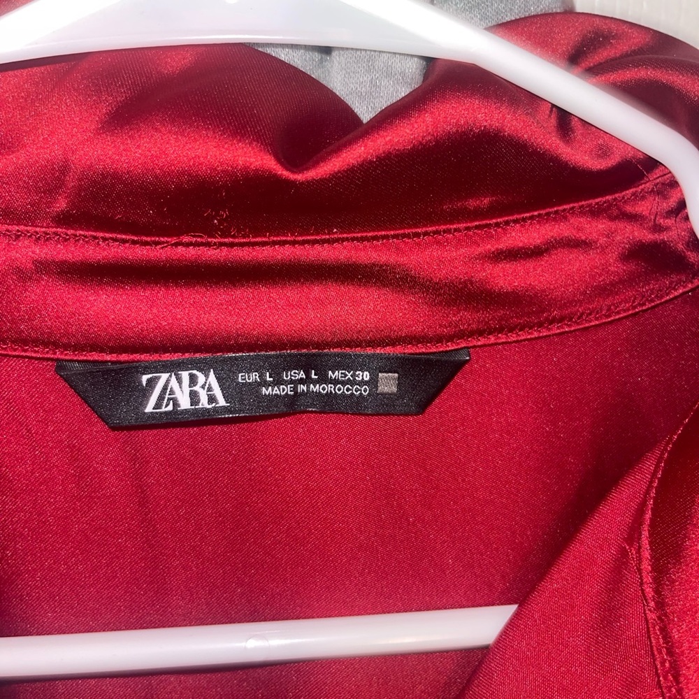 Zara Lustrous Red Satin Top